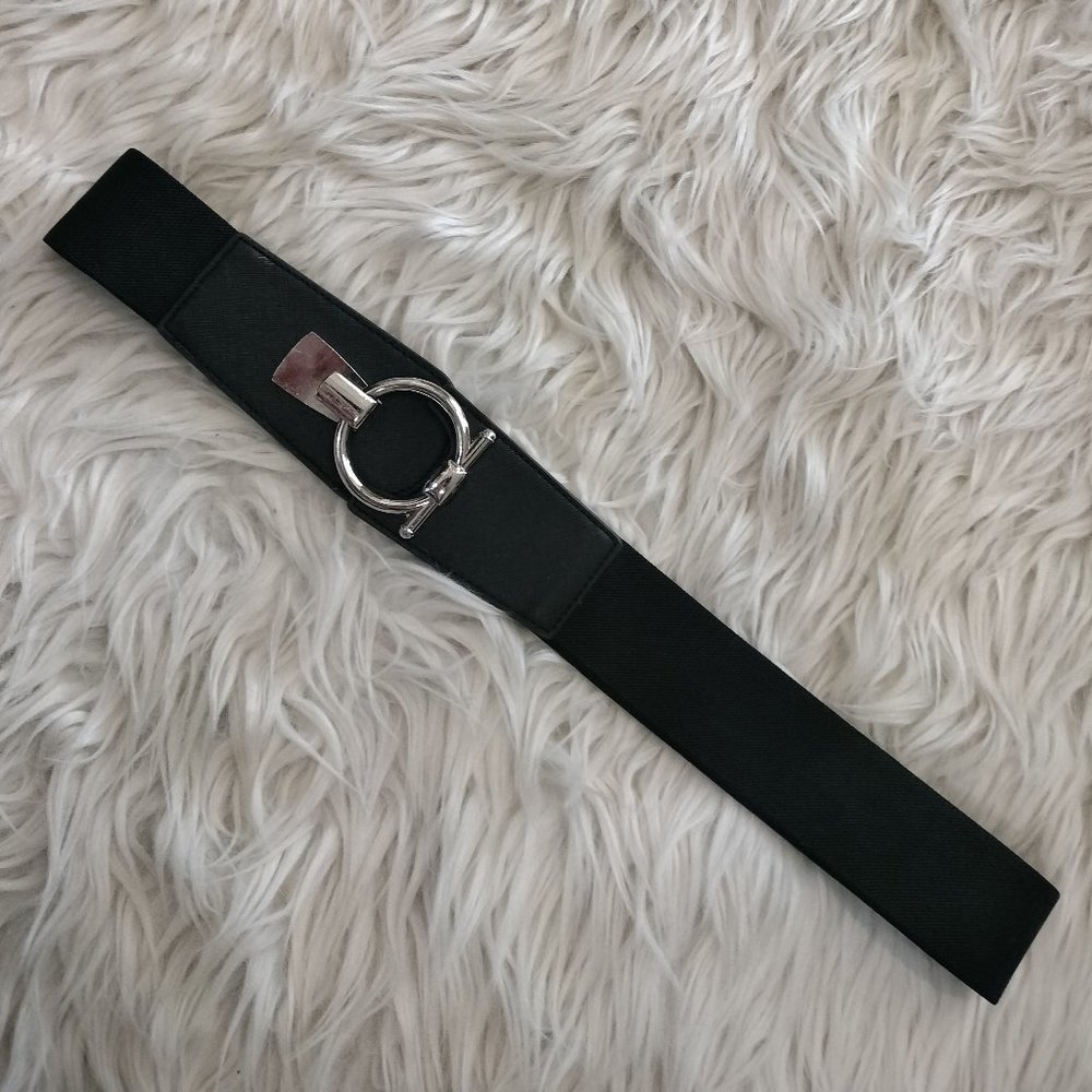 NWOT Black & Silver Stretchy High Waist Belt